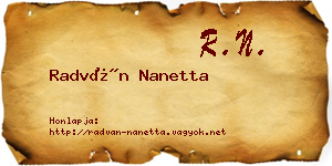 Radván Nanetta névjegykártya